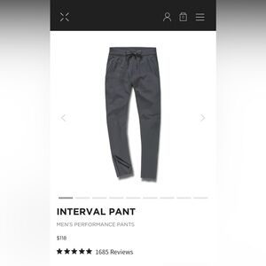 Mens Ten Thousand Interval Pant. Iron - Size Large